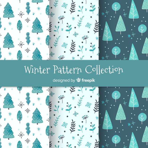 Colección de estampados de invierno de acuarela