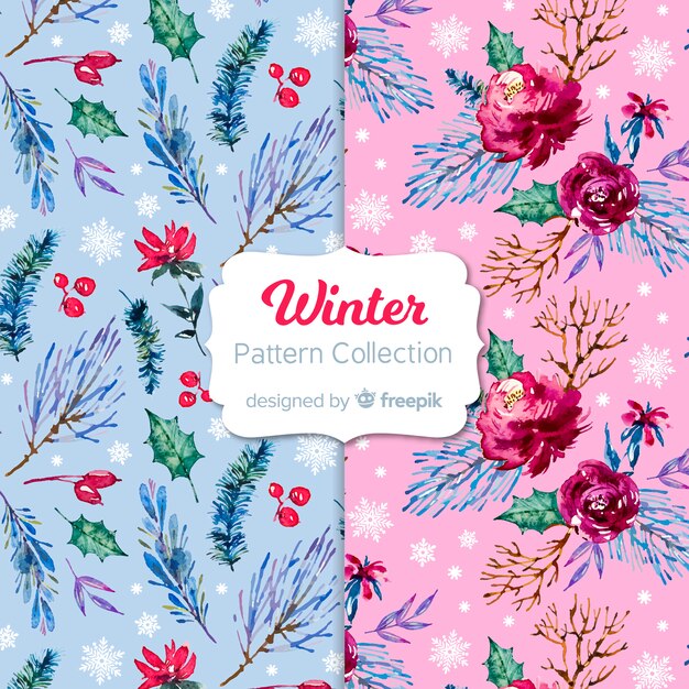 Colección de estampados de invierno de acuarela