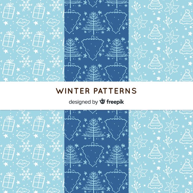 Colección de estampados de invierno dibujados a mano