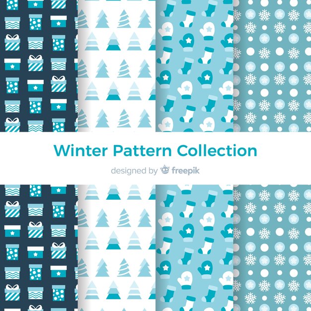 Colección de estampados de invierno en diseño plano