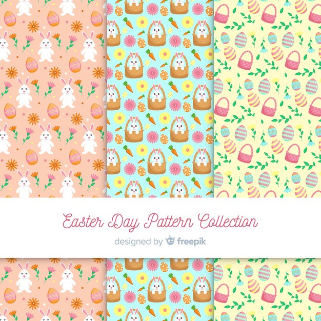 Colección de estampados de pascua en diseño plano