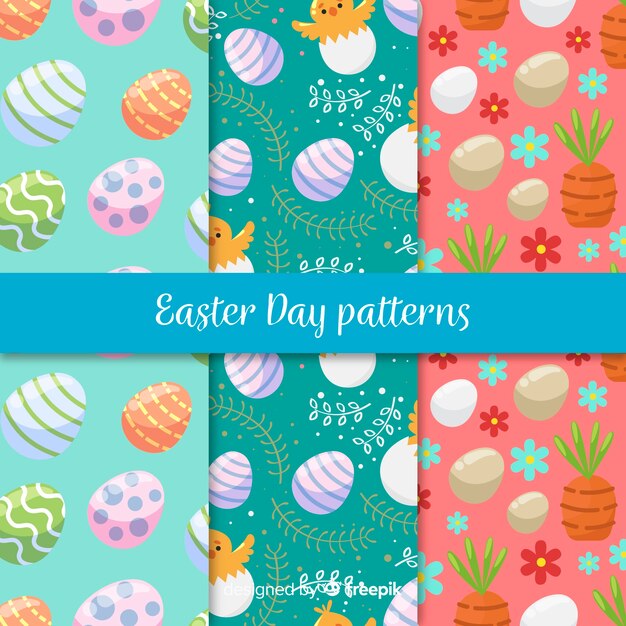 Colección de estampados de pascua en diseño plano