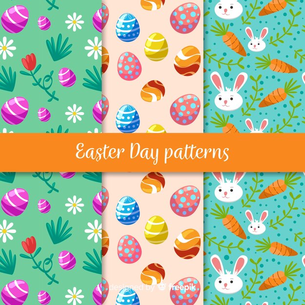 Colección de estampados de pascua en diseño plano