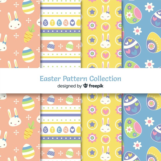 Colección de estampados de pascua en diseño plano