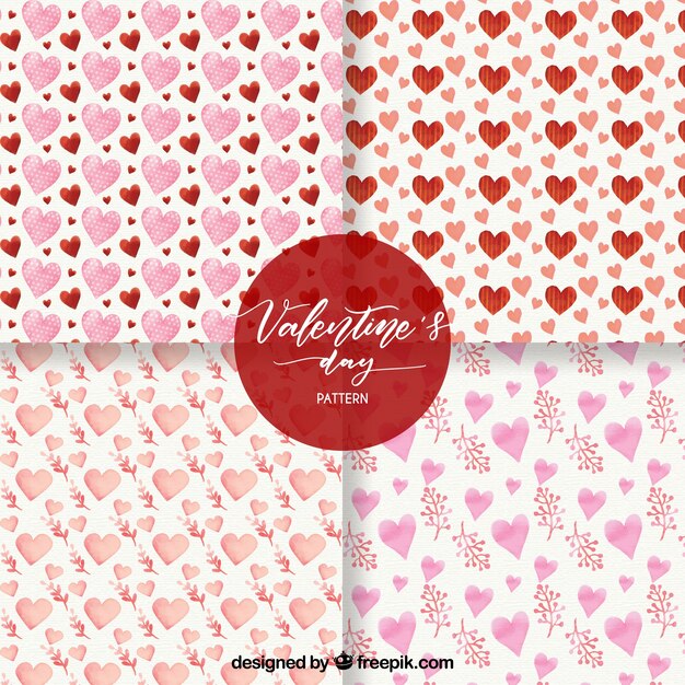 Colección de estampados de san valentín en acuarela