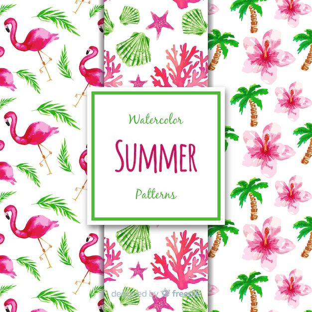 Colección de estampados de verano en acuarela