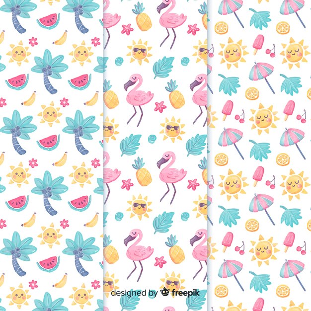 Colección de estampados de verano en acuarela