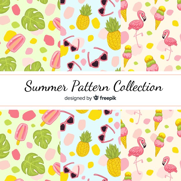 Colección de estampados de verano dibujados a mano
