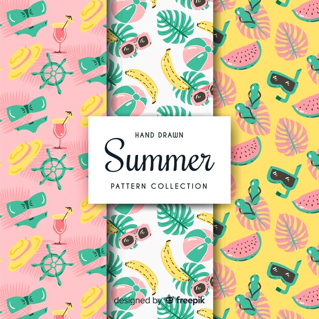 Colección de estampados de verano dibujados a mano
