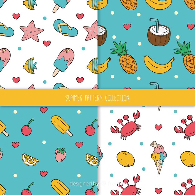 Colección de estampados de verano dibujados a mano
