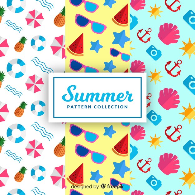 Colección de estampados de verano dibujados a mano