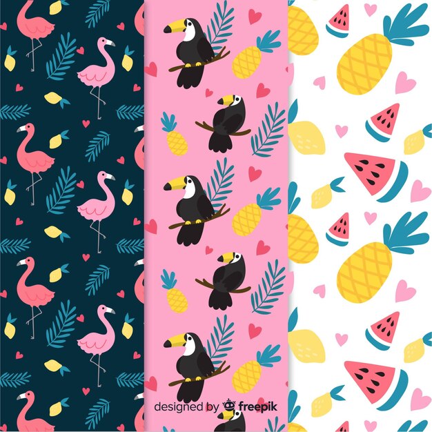 Colección de estampados de verano dibujados a mano