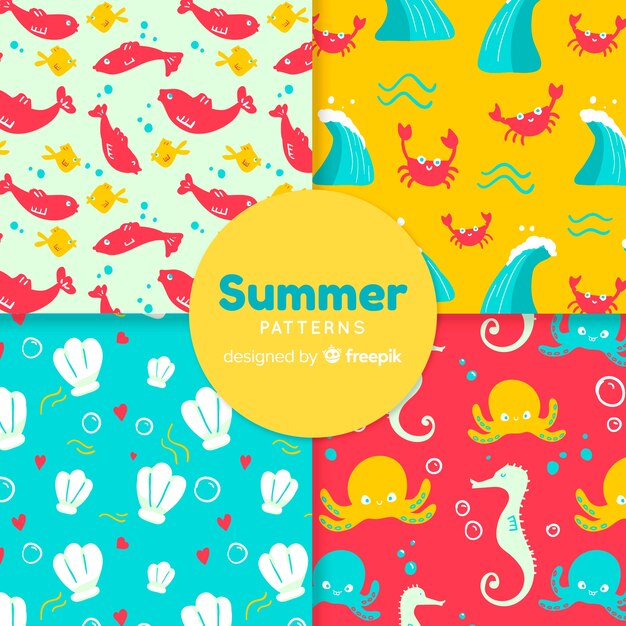 Colección de estampados de verano dibujados a mano