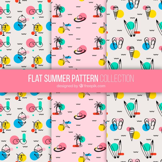 Colección de estampados de verano en diseño plano