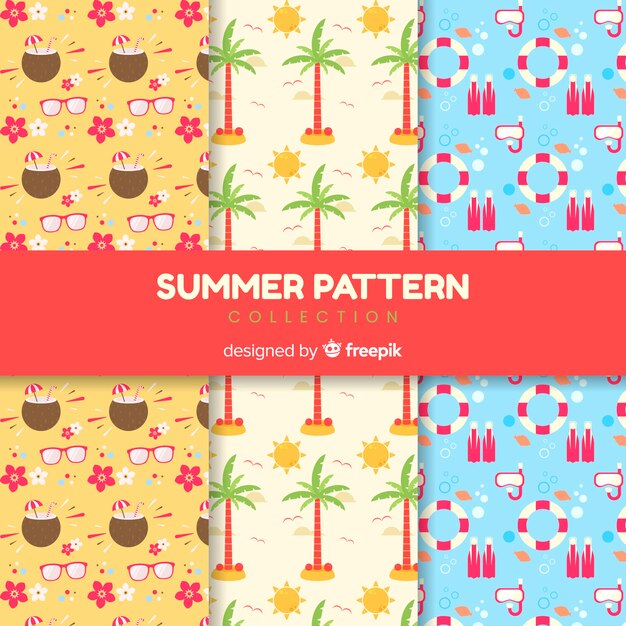 Colección de estampados de verano en diseño plano