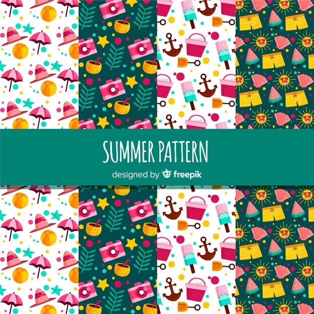 Colección de estampados de verano en diseño plano