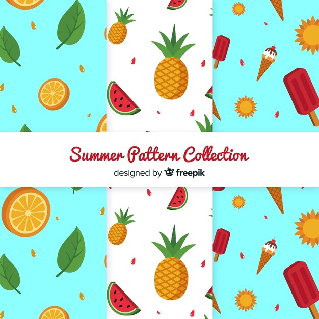 Colección de estampados de verano en diseño plano