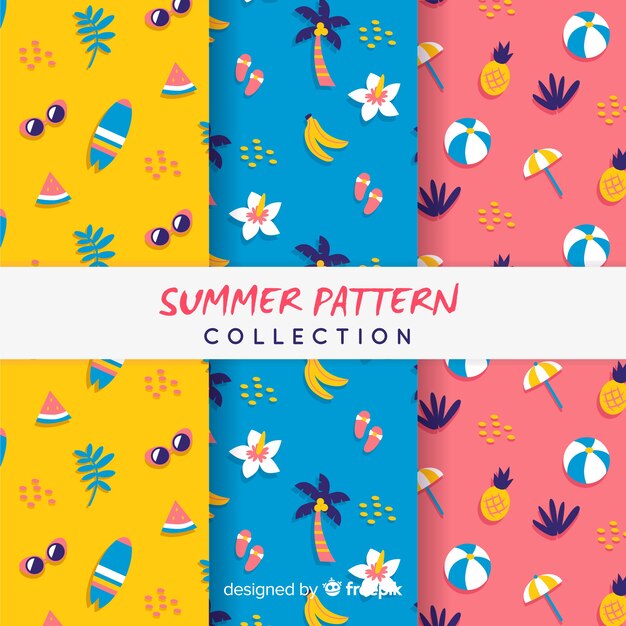 Colección de estampados de verano en diseño plano