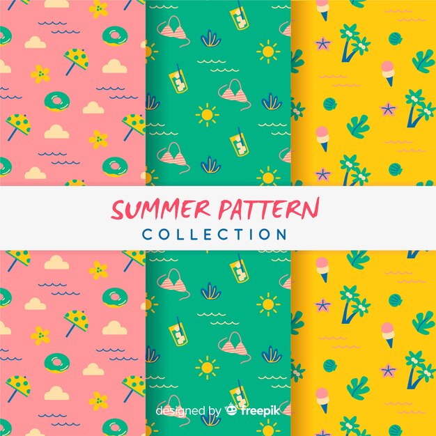 Colección de estampados de verano en diseño plano