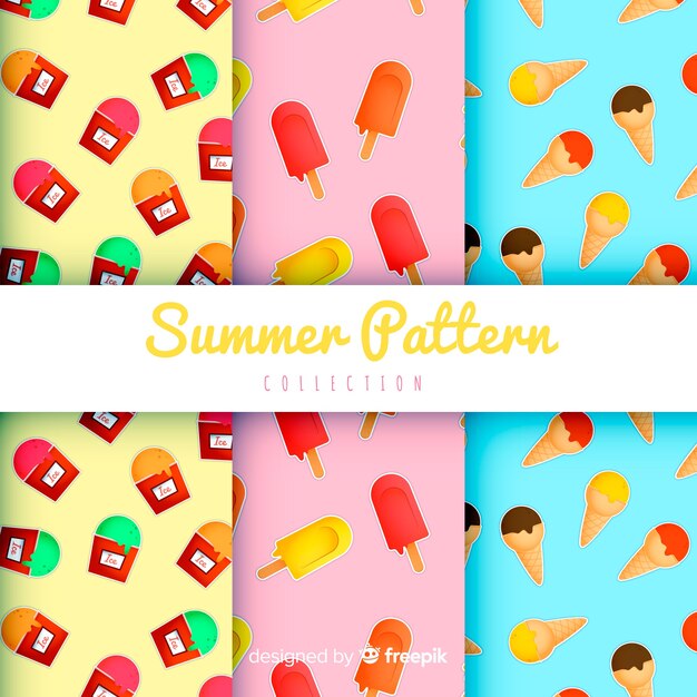 Colección de estampados de verano en diseño plano