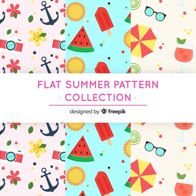 Colección de estampados de verano en diseño plano