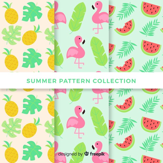 Colección de estampados de verano en diseño plano