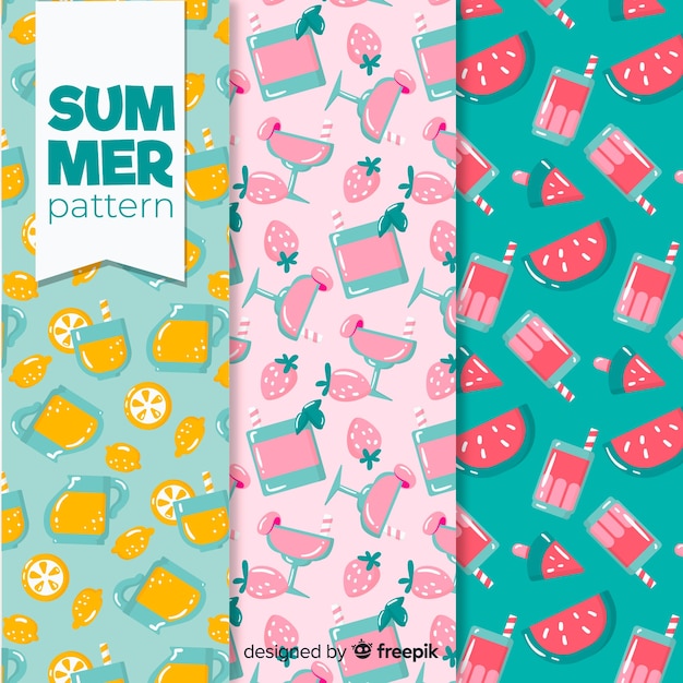 Colección de estampados de verano en diseño plano