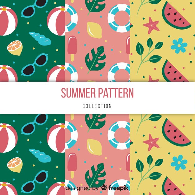 Colección de estampados de verano en diseño plano