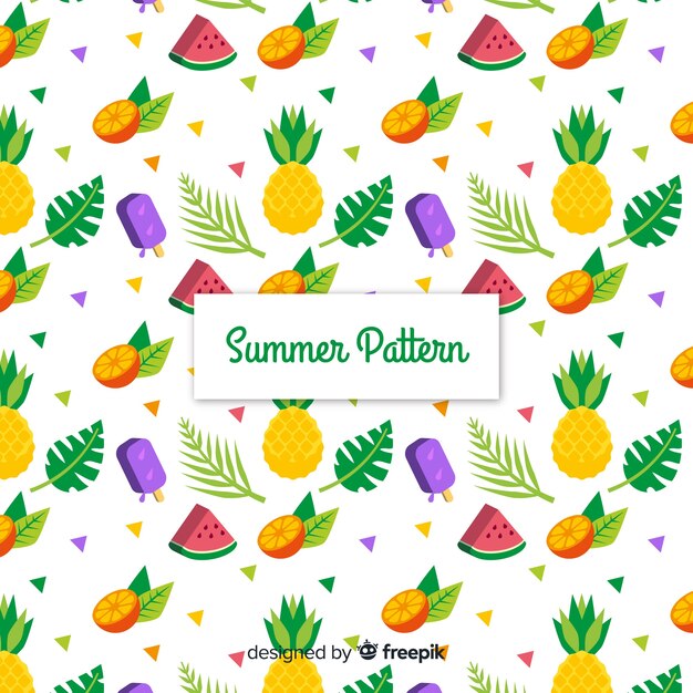 Colección de estampados de verano en diseño plano