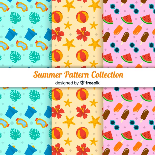 Colección de estampados de verano en diseño plano