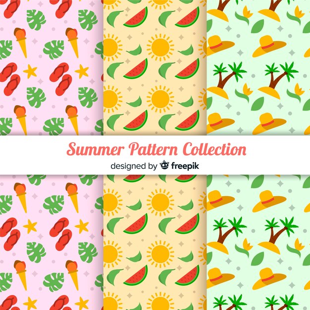 Colección de estampados de verano en diseño plano