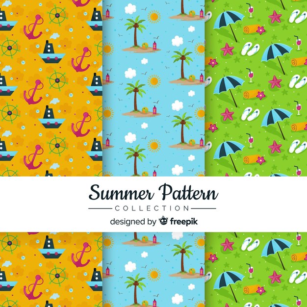Colección de estampados de verano en diseño plano