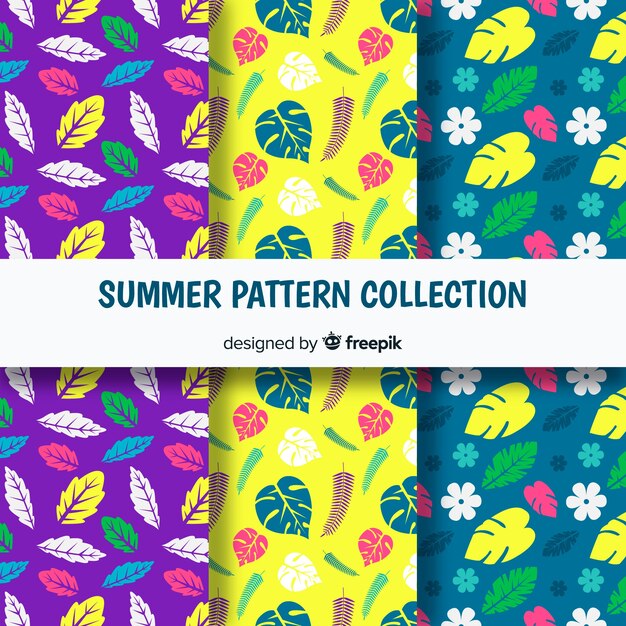 Colección de estampados de verano en diseño plano