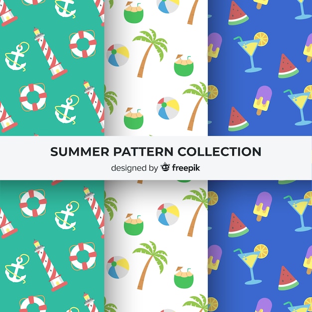 Colección de estampados de verano en diseño plano