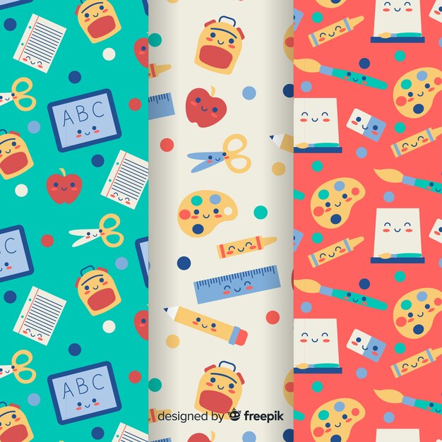 Colección de estampados de la vuelta al cole dibujados a mano