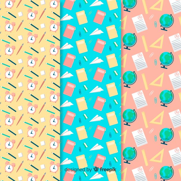 Colección de estampados de la vuelta al cole dibujados a mano