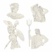 Vector gratuito colección de estatuas griegas dibujadas a mano
