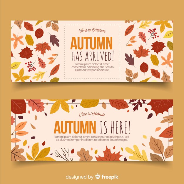 Colección de estilo dibujado a mano de banner de otoño