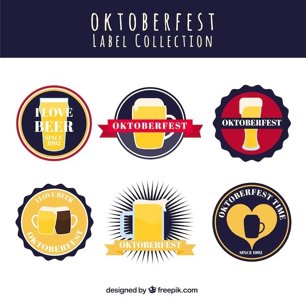 Vector gratuito colección con estilo de etiquetas del oktoberfest