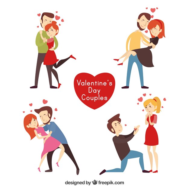 Colección de estilo flat de parejas para san valentin