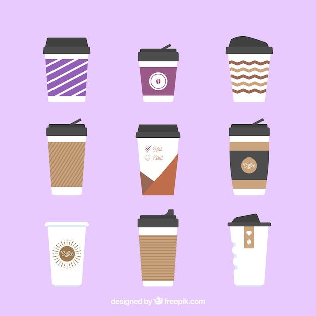 Vector gratuito colección de estilo flat de tazas de café