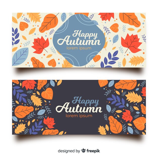 Colección de estilo plano de banner de otoño