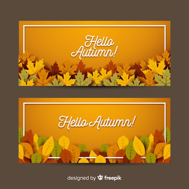 Colección de estilo plano de banner de otoño