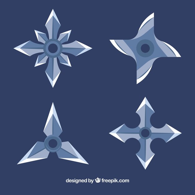 Colección de estrella ninja tradicionales con diseño plano