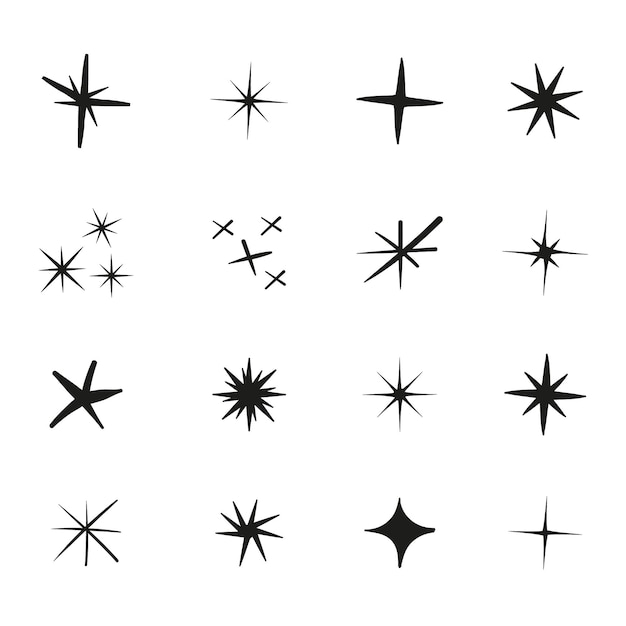 Vector gratuito colección de estrellas brillantes dibujadas a mano