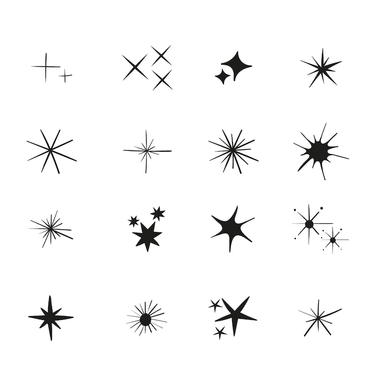 Vector gratuito colección de estrellas brillantes dibujadas a mano