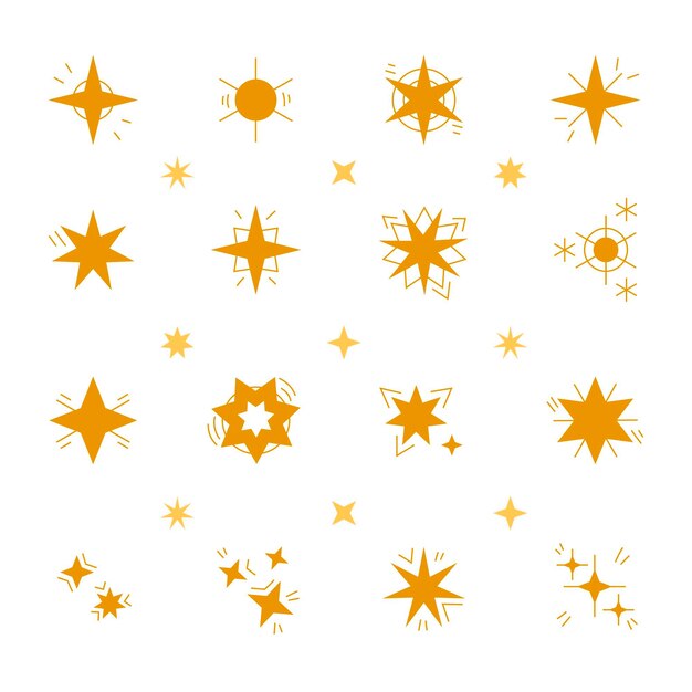 Colección de estrellas brillantes dibujadas a mano