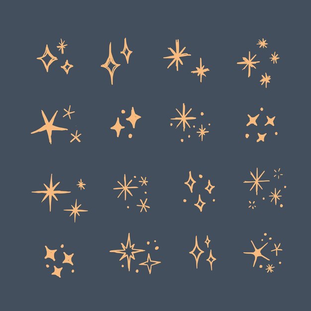 Colección de estrellas brillantes dibujadas a mano