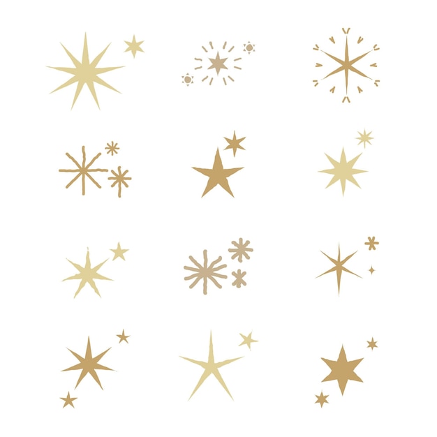 Colección de estrellas brillantes dibujadas a mano
