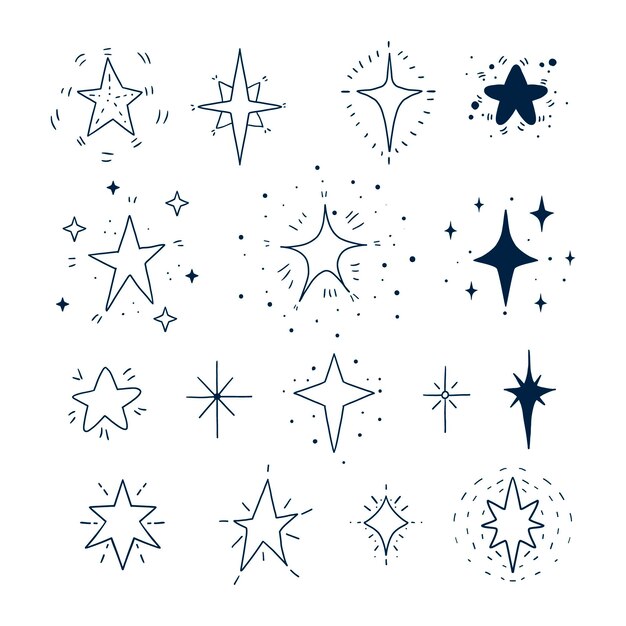 Colección estrellas brillantes dibujadas a mano